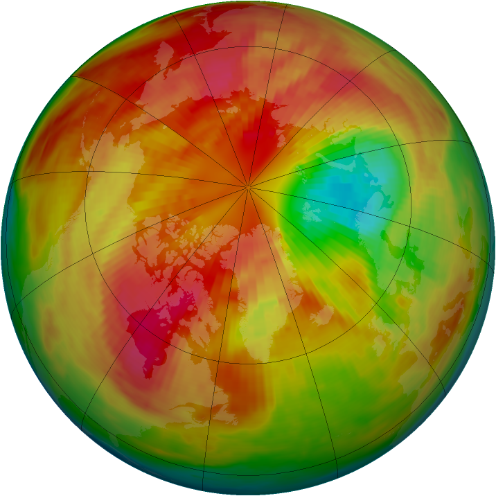 Arctic ozone map for 11 March 1984